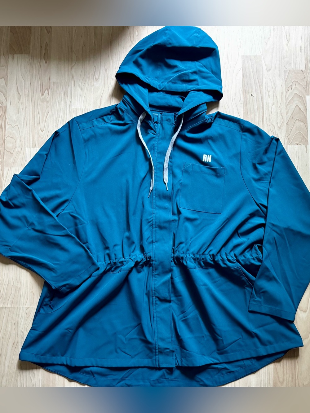 Uniform Wonderwink Renew Teal Hooded Zippered Nursing RN Jacket